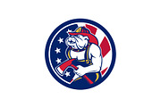 Bulldog Fireman American Flag Icon