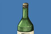Japanese alcohol bottle illustration
