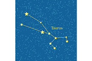 Night Sky with Taurus Constellation Illustration