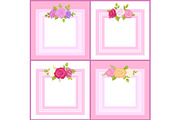 Four Frames with Decorative Flowers Color Banner