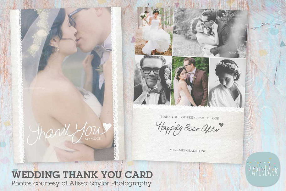 AW016 Wedding Thank You Card in Postcard Templates - product preview 8