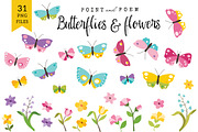 Butterflies & Flowers Clip arts