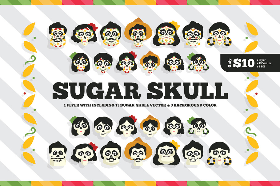 Sugar Skull Flyer & Bonus in Flyer Templates - product preview 8