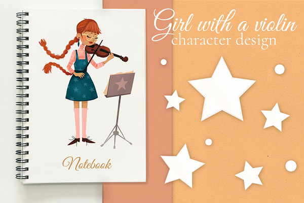 Girl with a violin character design