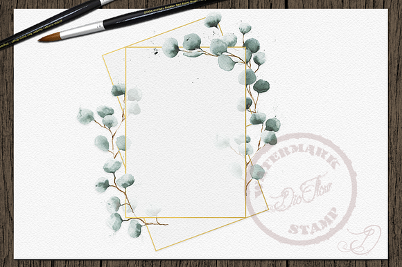 Geometric Eucalyptus Frames Clip Art in Illustrations - product preview 1