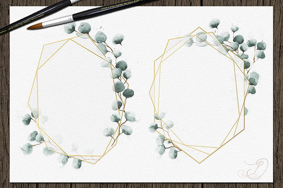 Geometric Eucalyptus Frames Clip Art in Illustrations - product preview 2