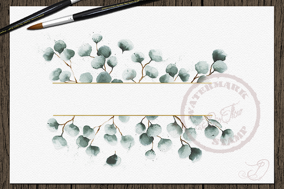 Geometric Eucalyptus Frames Clip Art in Illustrations - product preview 3