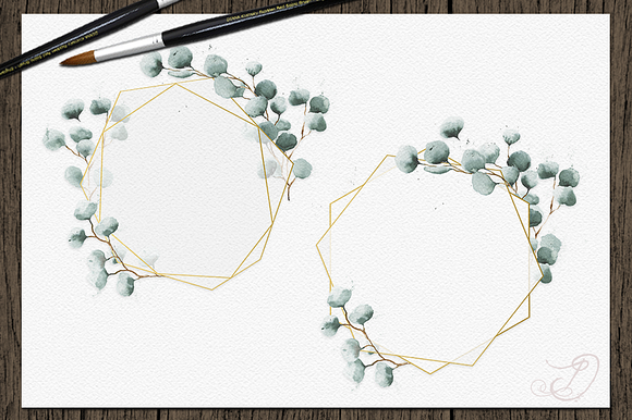 Geometric Eucalyptus Frames Clip Art in Illustrations - product preview 4