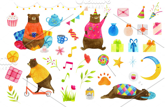 Percival the bear watercolor in Illustrations - product preview 1