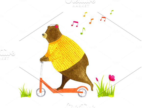 Percival the bear watercolor in Illustrations - product preview 3