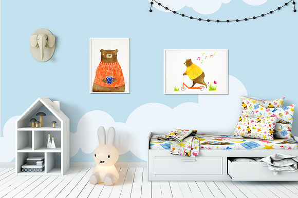 Percival the bear watercolor in Illustrations - product preview 7