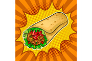 Burrito pop art vector illustration