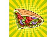 Doner kebab pop art vector illustration