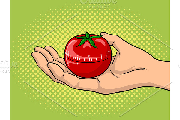 Tomato timer pop art vector illustration