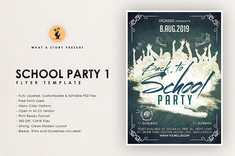 School Party 1 in Flyer Templates - product preview 8