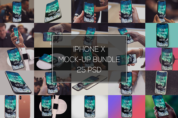 25 PSD iPhone X Mock-up Bundle in Product Mockups - product preview 7