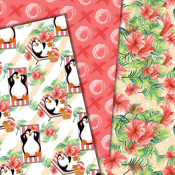 Beach penguins digital paper in Patterns - product preview 1