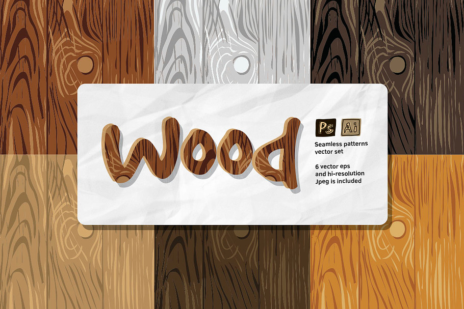 Wood patterns vector set in Textures - product preview 8