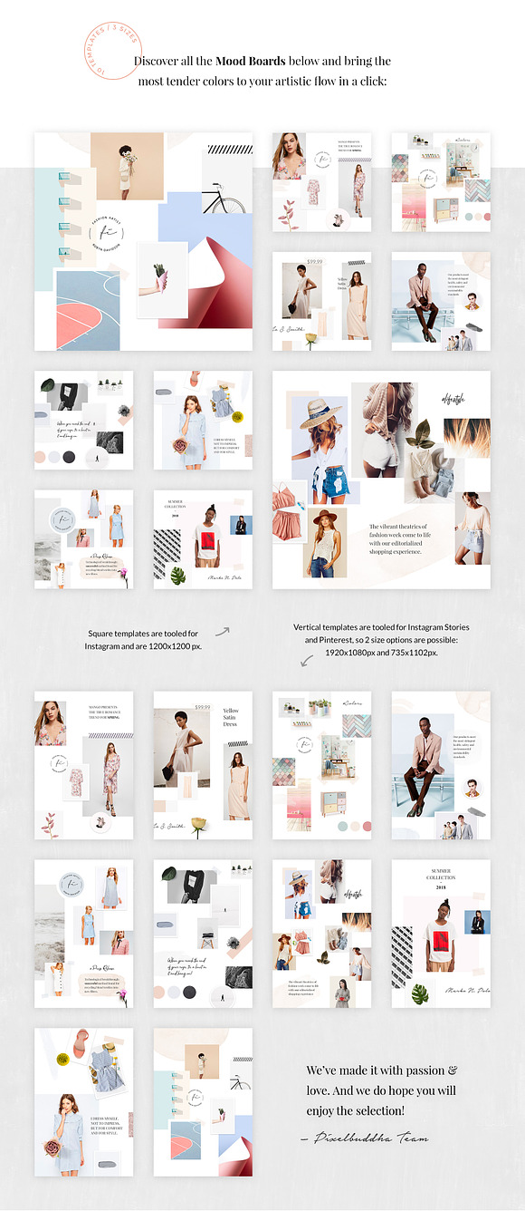 Feminine Mood Board Templates in Instagram Templates - product preview 1