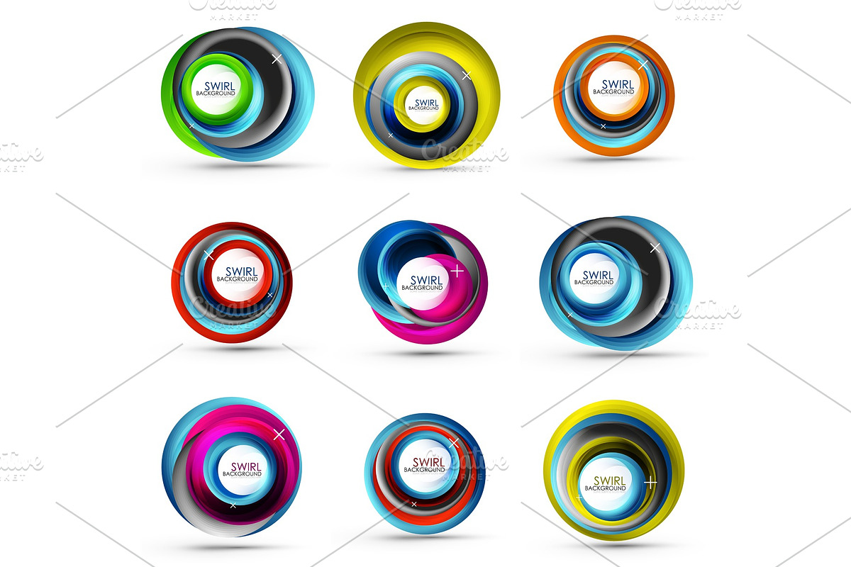 Spiral swirl flowing lines 3d vector abstract icon collection in Illustrations - product preview 8