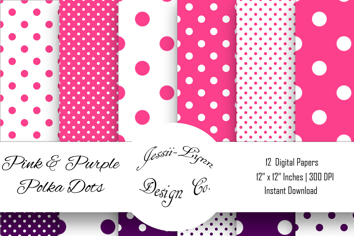 Pink and Purple Polka Dots Bundle in Patterns - product preview 8