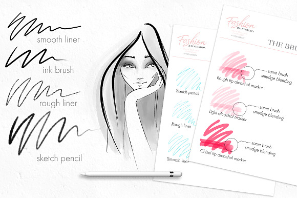 Procreate Fashion Illustration Set in Photoshop Brushes - product preview 3