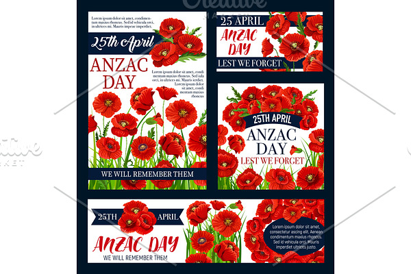 Anzac Day Australian vector Lest We Forget posters
