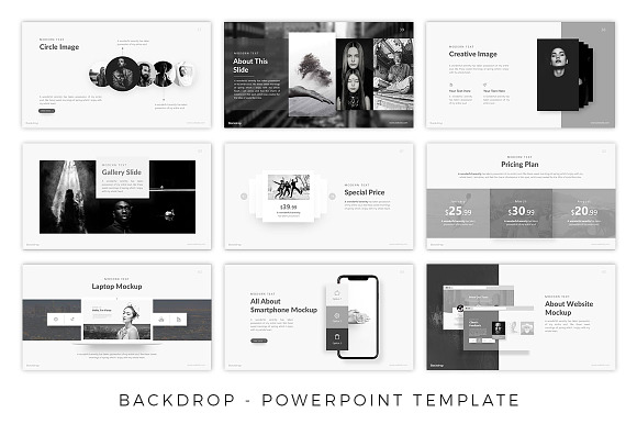 Backdrop - Black and White Template in PowerPoint Templates - product preview 6