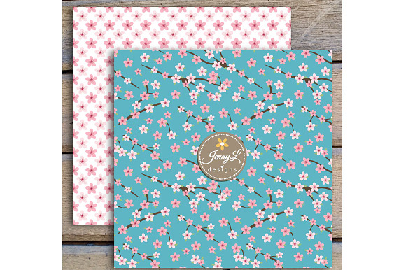 Cherry Blossom Digital Paper in Patterns - product preview 1