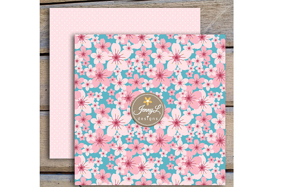 Cherry Blossom Digital Paper in Patterns - product preview 2