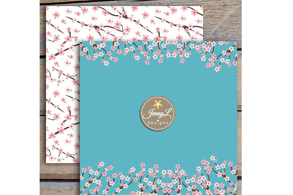 Cherry Blossom Digital Paper in Patterns - product preview 4