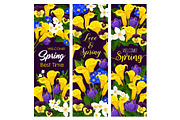 Vector lovely spring time blooming flowers banners