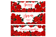 Vector spring roses flowers bouquets banners