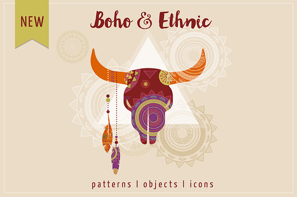 Boho & Ethnic set. Patterns + icons in Patterns - product preview 1