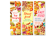 Fast food restaurant menu banner with snack meal