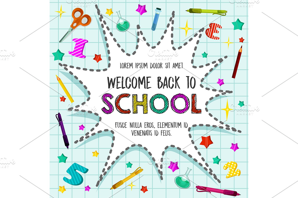 Back to School vector sationery pattern poster in Illustrations - product preview 8