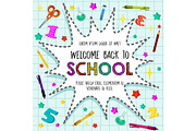 Back to School vector sationery pattern poster