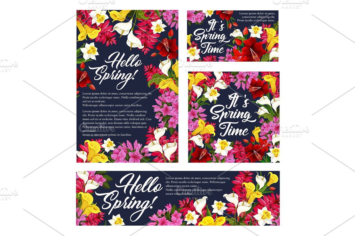 Vector springtime season flowers posters in Illustrations - product preview 8