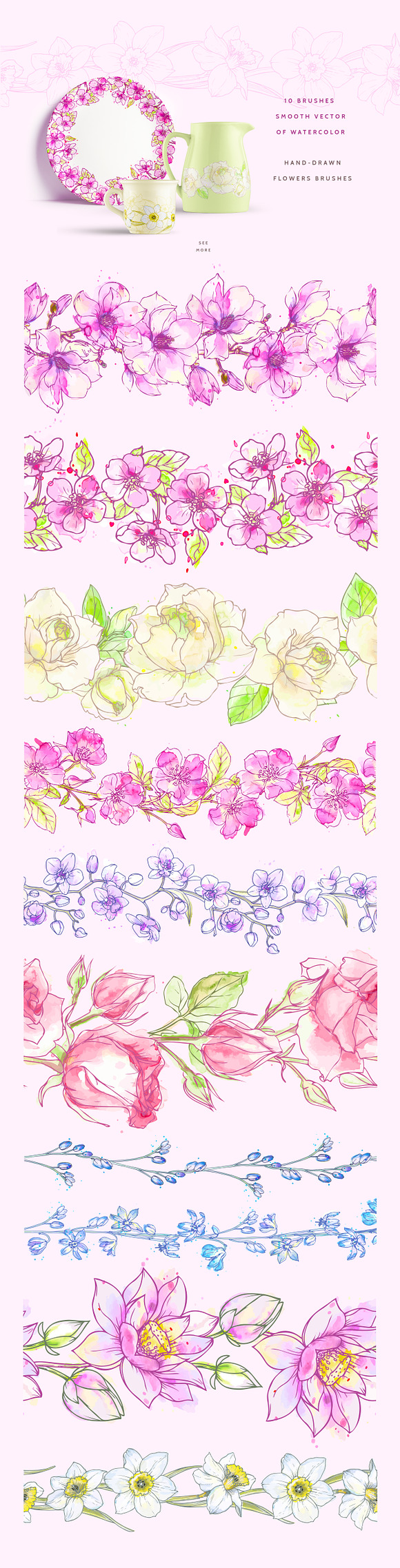 Vector Floral Brush Сollection in Photoshop Brushes - product preview 3