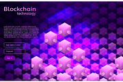 Cryptocurrency and blockchain isometric illustration.