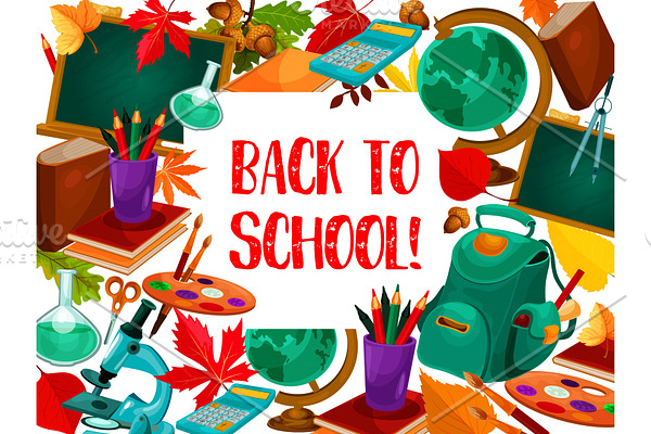 Back to School vector education study poster