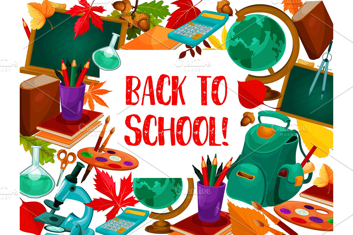 Back to School vector education study poster in Illustrations - product preview 8