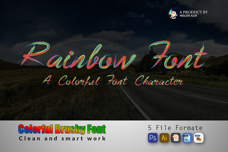 Colorful Brushy Font (Rainbow Font)