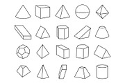 Cone and Pyramid Shapes Set Vector Illustration