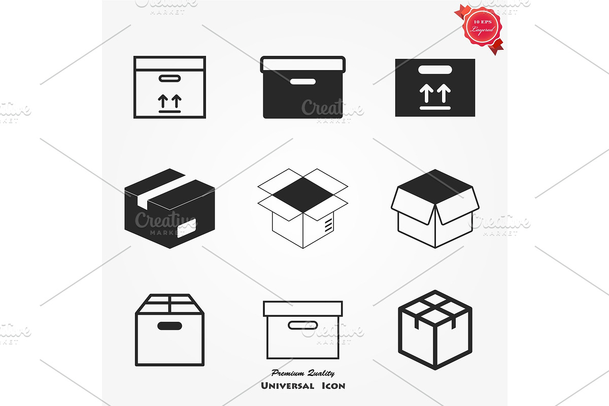 Simple set of box and crates in Illustrations - product preview 8