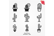 Different cactuses icons set