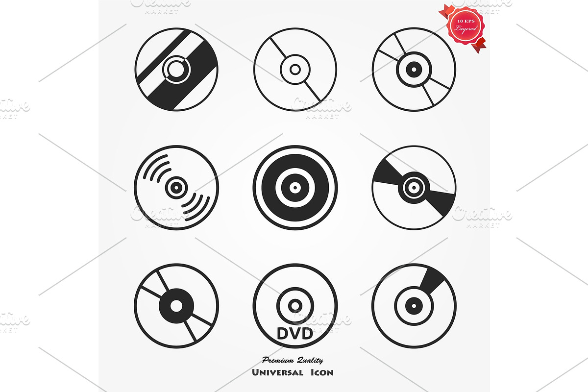 CD or DVD icon. Compact disk simbol. in Illustrations - product preview 8