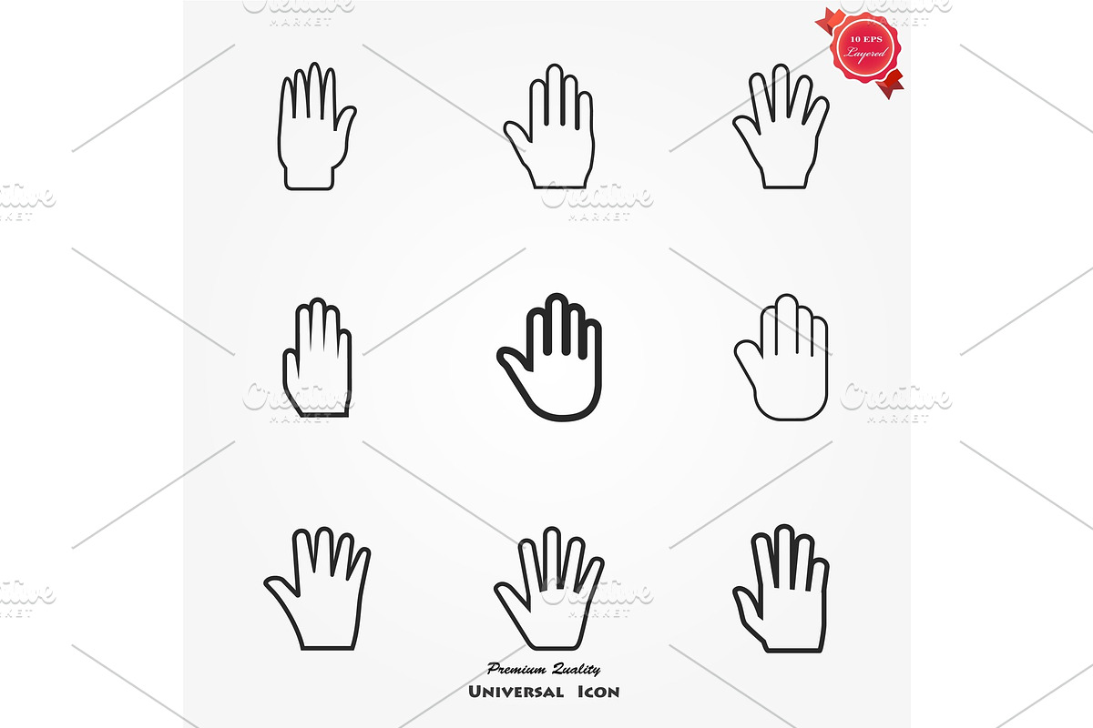 Palm, Hand icon vector in Illustrations - product preview 8