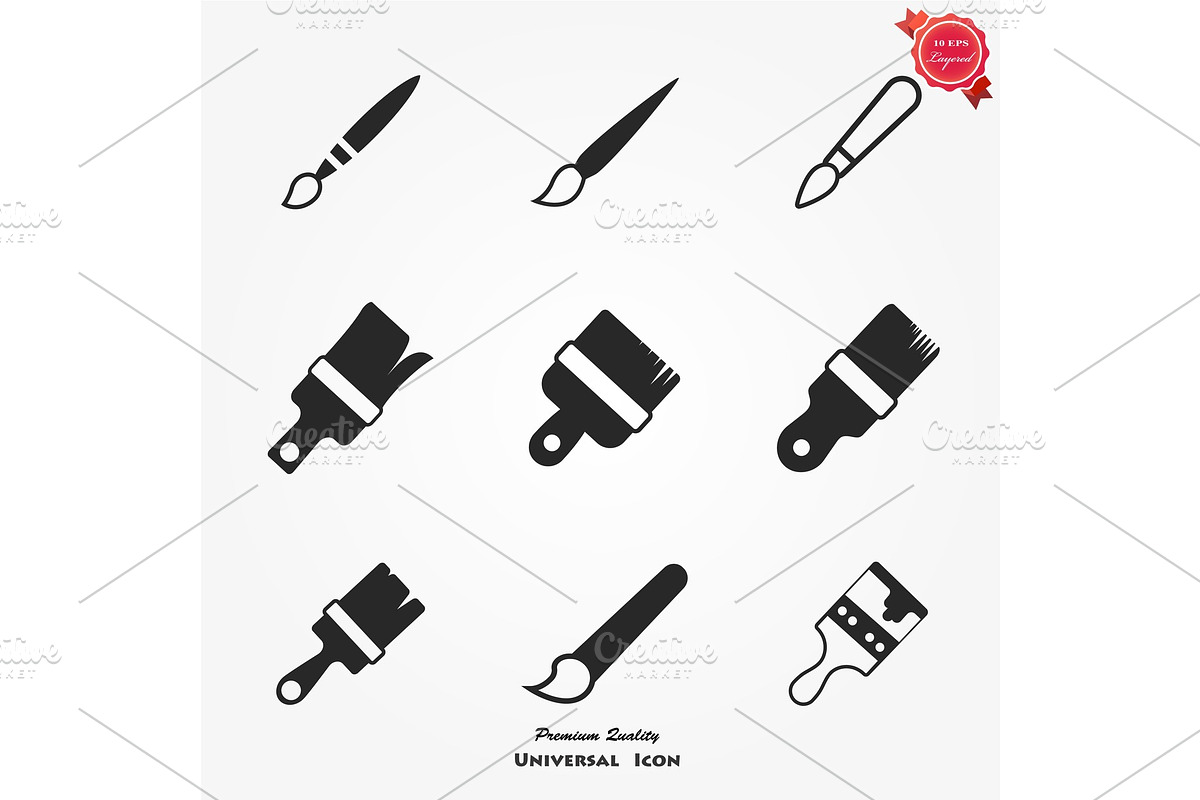 Brush Icon in trendy flat style in Illustrations - product preview 8