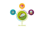 Fish farming icon and agriculture infographics